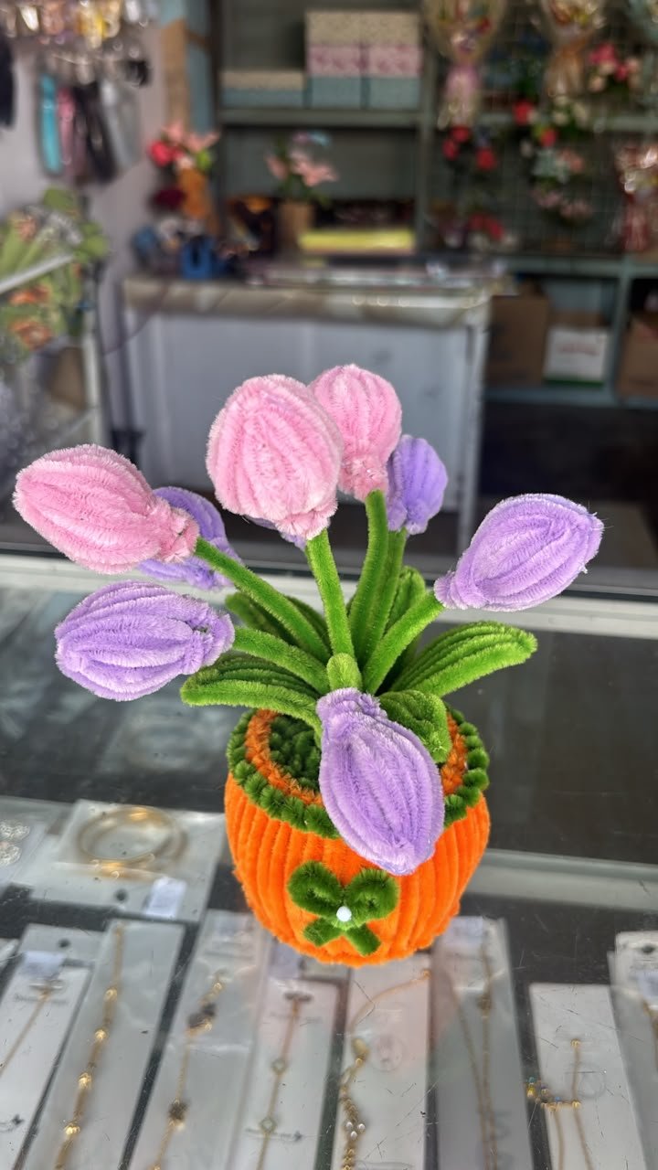 Bunga Kawat Ungu Pink Kecil